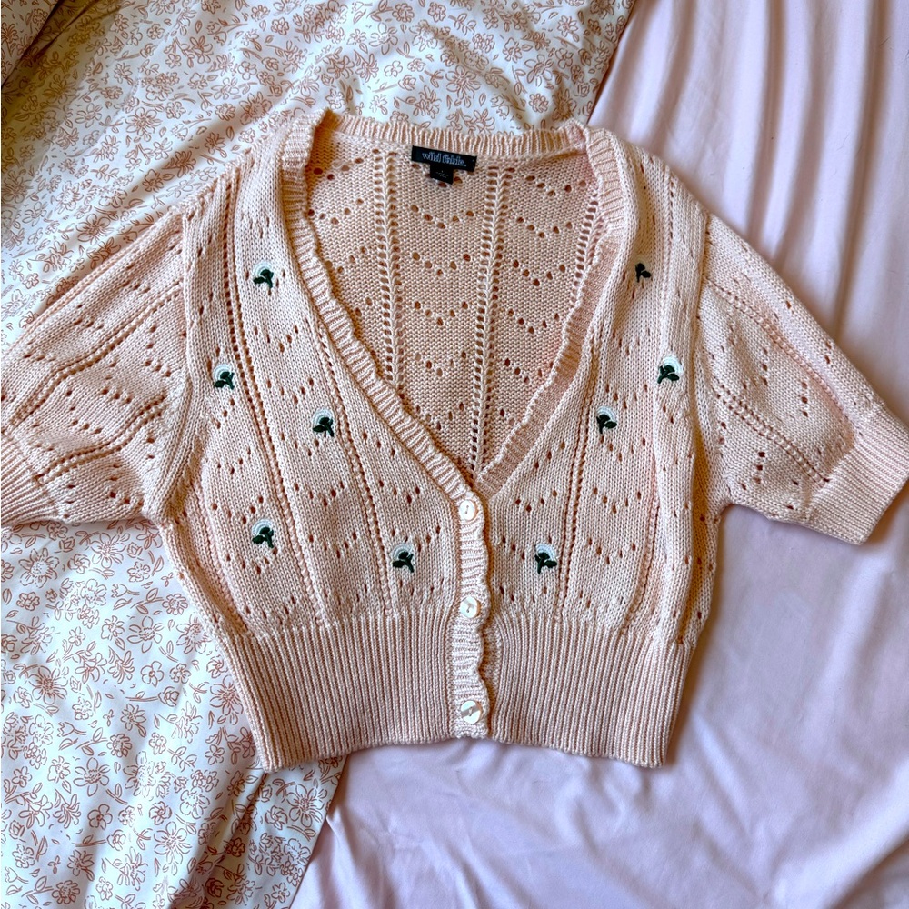 Wild Fable Pink Knit Cardigan Sweater